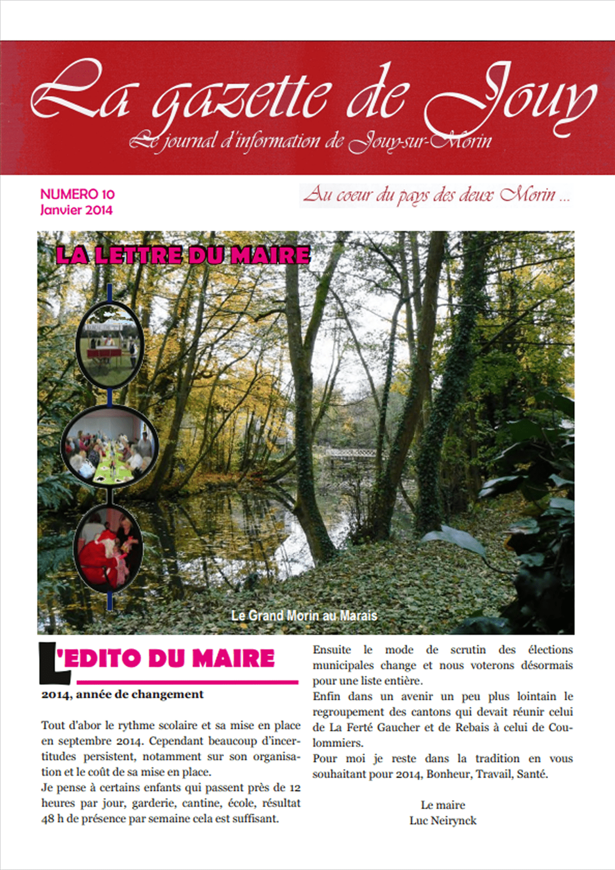 Première de couverture de la gazette n°10 de Jouy-sur-Morin datant de janvier 2014