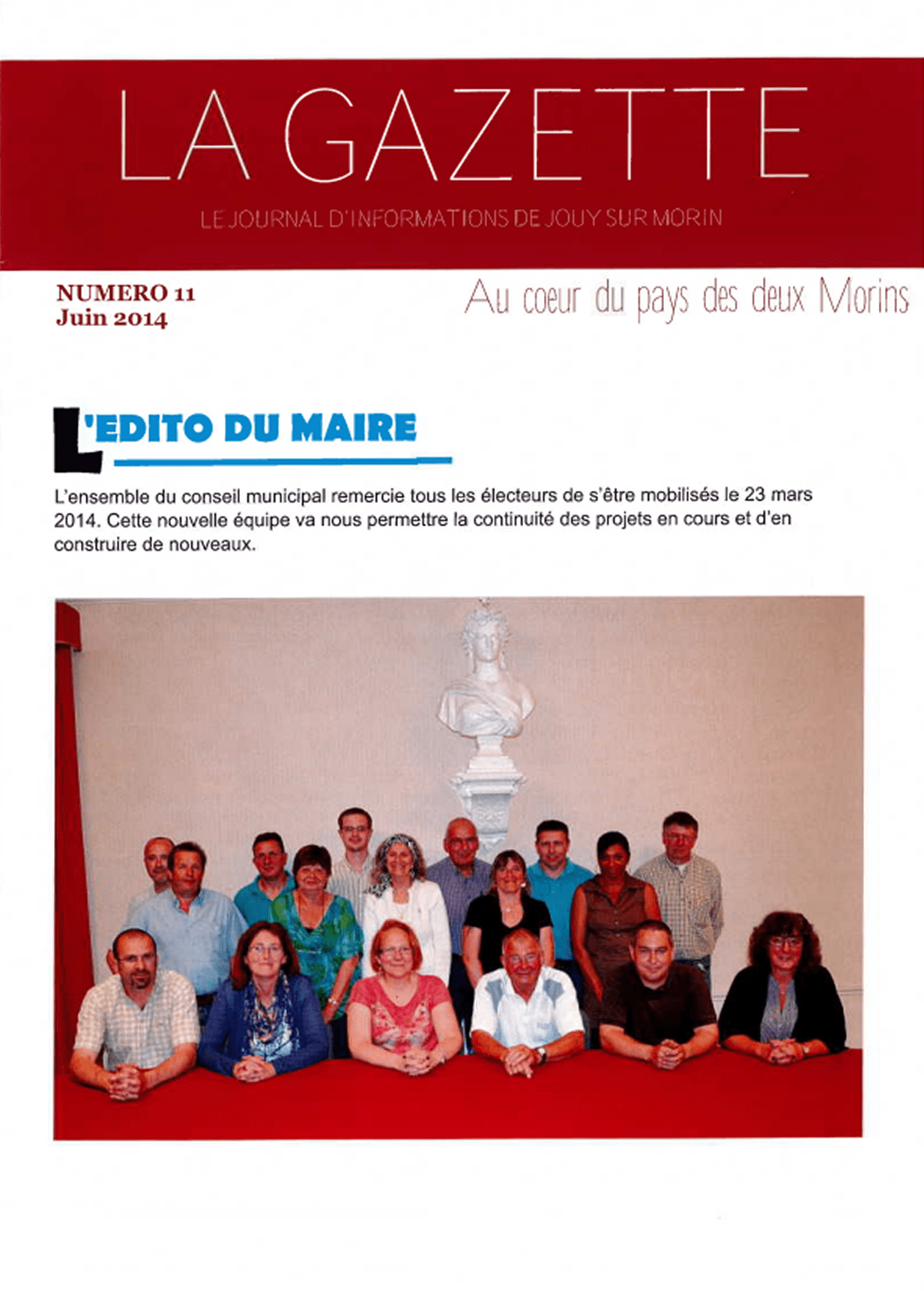 Première de couverture de la gazette n°11 de Jouy-sur-Morin datant de juin 2014