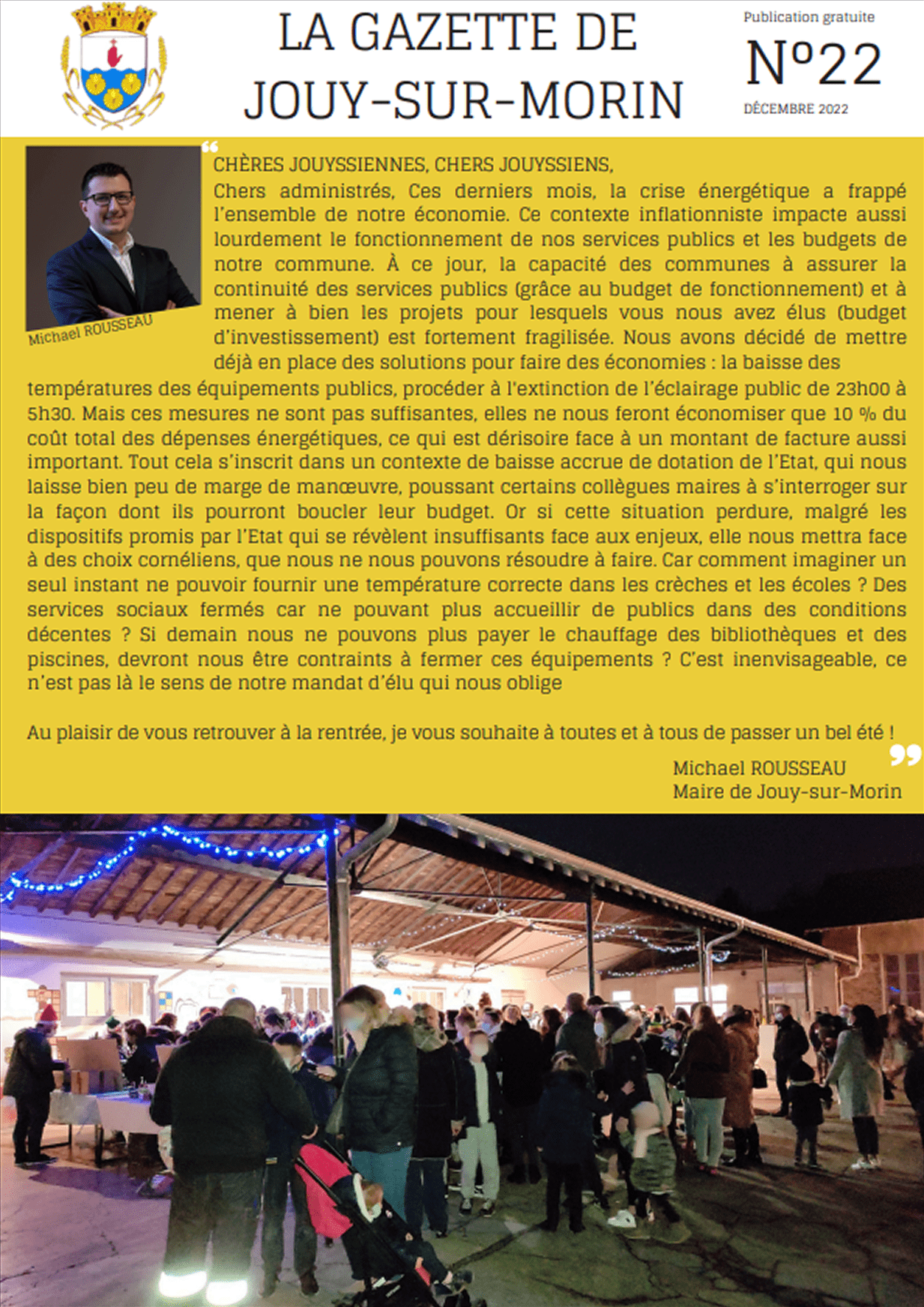 Première de couverture de la gazette n°22 de Jouy-sur-Morin datant de décembre 2022