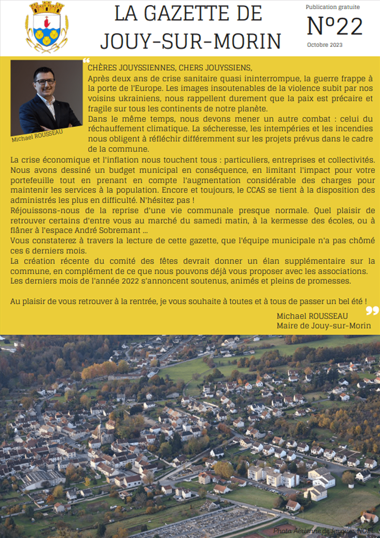 Première de couverture de la gazette n°23 de Jouy-sur-Morin datant de octobre 2023