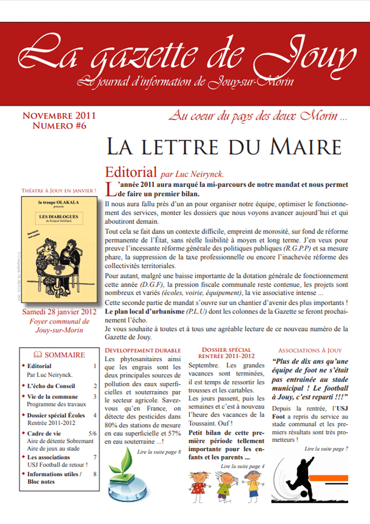 Première de couverture de la gazette n°6 de Jouy-sur-Morin datant de novembre 2011