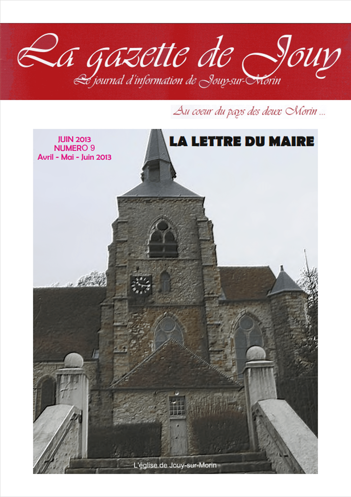 Première de couverture de la gazette n°9 de Jouy-sur-Morin datant de juin 2013