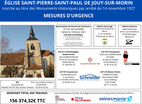 EGLISE SAINT PIERRE SAINT PAUL POINT SUR LES TRAVAUX