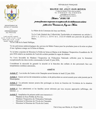 Fermeture des écoles lundi et mardi